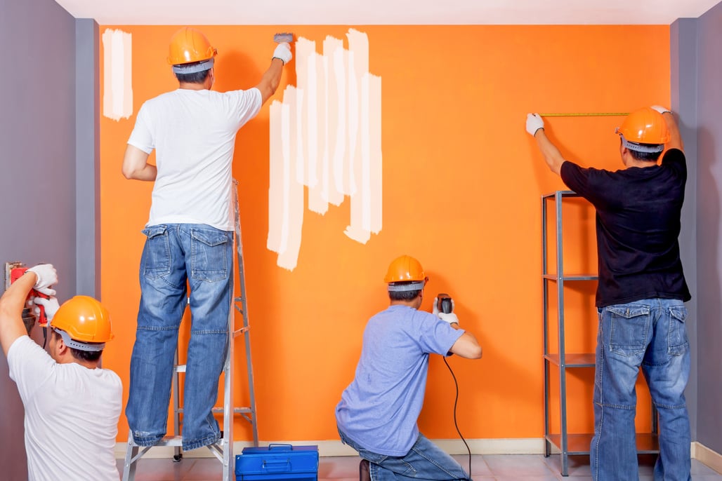 Home improvement , Renovation set. asian craftsman working at home